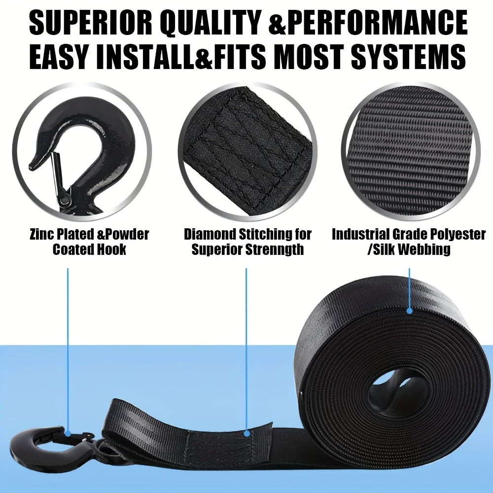 Heavy Duty Hand Crank Trailer Winch 12000 Lbs With Hook 20Ft Nylon Rope Boat Marine Towing Rescue Car Watercraft Durable
