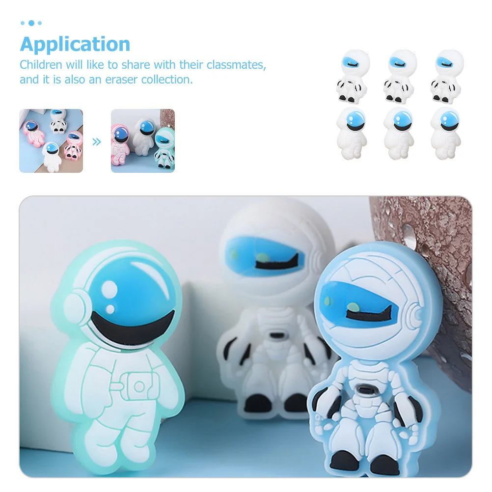 

6 Pcs Bulk Erasers for Stationary Supplies Cute Adorable Spacemen Rubber Cartoon
