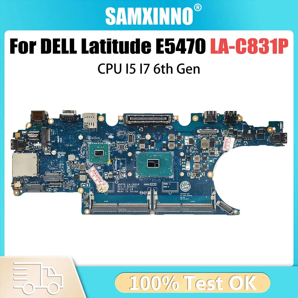 CN-02MMKG 02MMKG Notebook Mainboard For Dell Latitude E5470 Laptop Motherboard LA-C831P DDR4L With CPU I5 I7 6th Gen