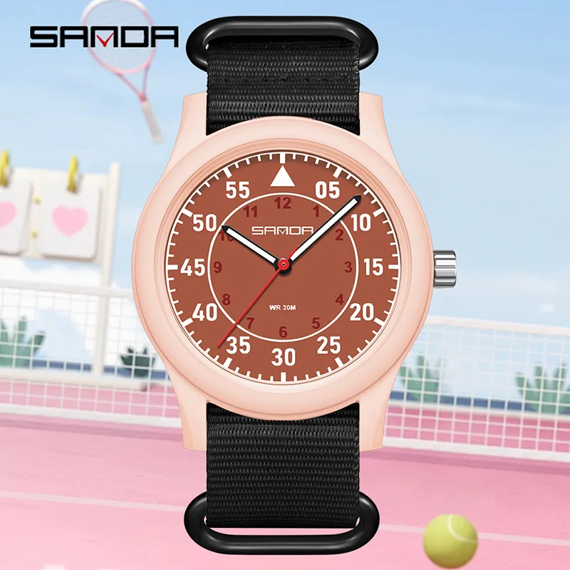 SANDA3268 Simple and Versatile Sports Watch Waterproof Quartz Student Watch Unisex Nylon Strap Lightweight and Durable