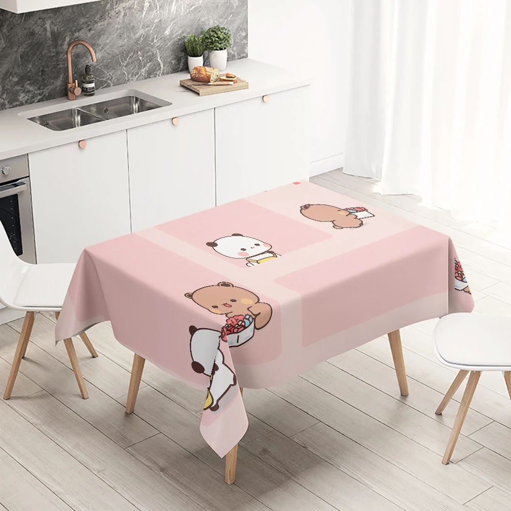 Cute bear printed tablecloth banquet dining table home decoration desk decoration anti-fouling and waterproof