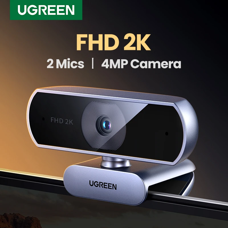 

Веб-камера UGREEN компактная с двумя микрофонами, USB-веб-камера 2K HD для ноутбука, Youtube, зум, 30 кадров/с