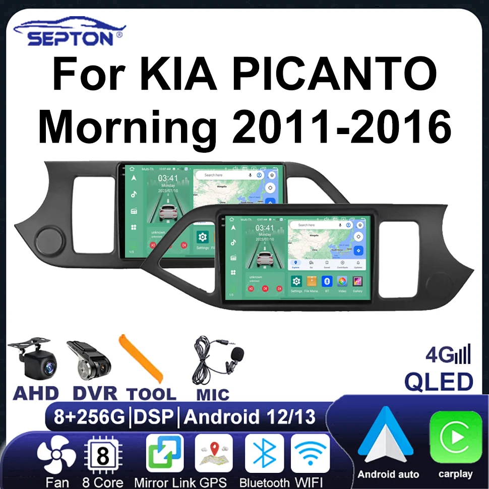 

SEPTON Car Stereo Radio Android Multimedia Player for KIA PICANTO Morning 2011-2016 Carplay Navigation GPS 2Din Head Unit 4G NET