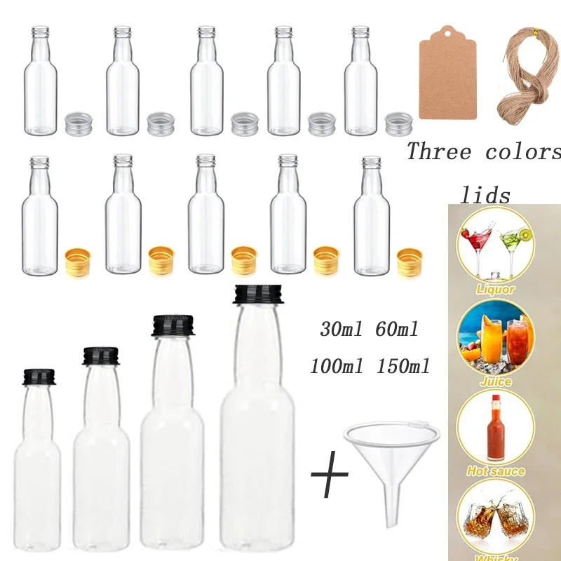 5Pcs 30-150ml Empty Plastic Mini Liquor Bottle With Aluminum Cap Portable Refillable Juice Bottles For Wedding Party Travel DIY