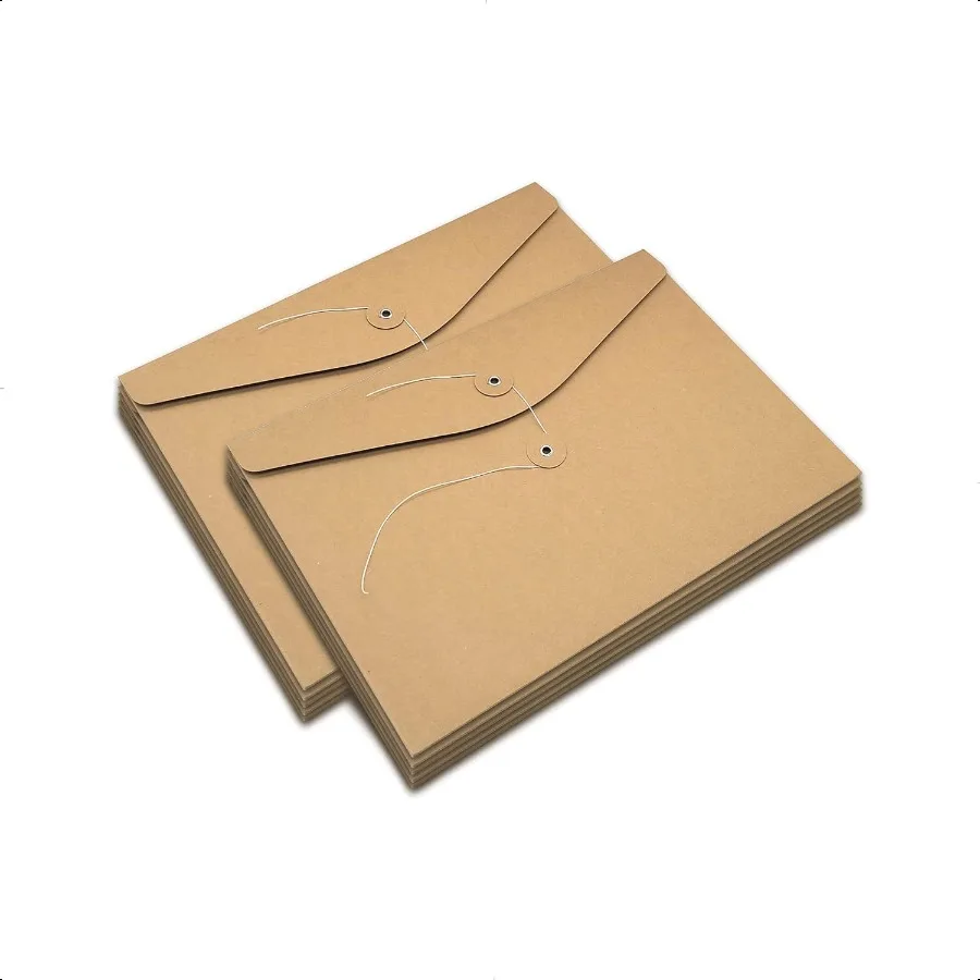 

10 Pcs A5 Kraft String Envelope File Folders Organizer for Projects Contracts Bills Meeting Documents Pockets Office plies Hori
