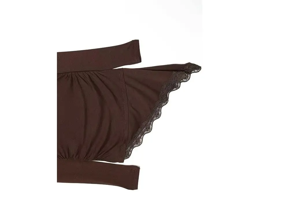 

HH Женская мода с воротником-лодочкой и длинными рукавами, асимметричный подол, складки, кружевная футболка с украшением, женские элегантные шикарные повседневные весенние топы