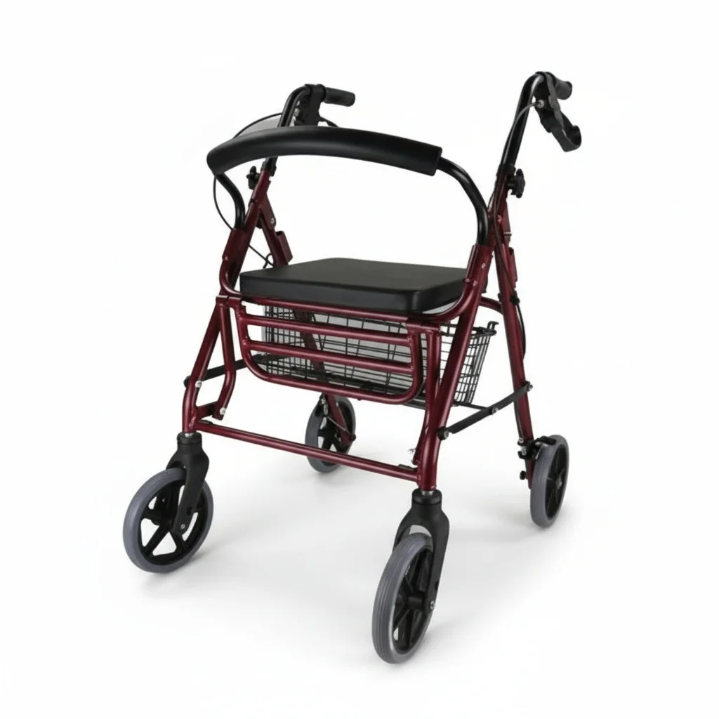 

Aluminum Rollator,7kg Lightweight Medical Walker with Seat and Chair,46cm Width,Elderly Mobility Assistance and Rehabilitation