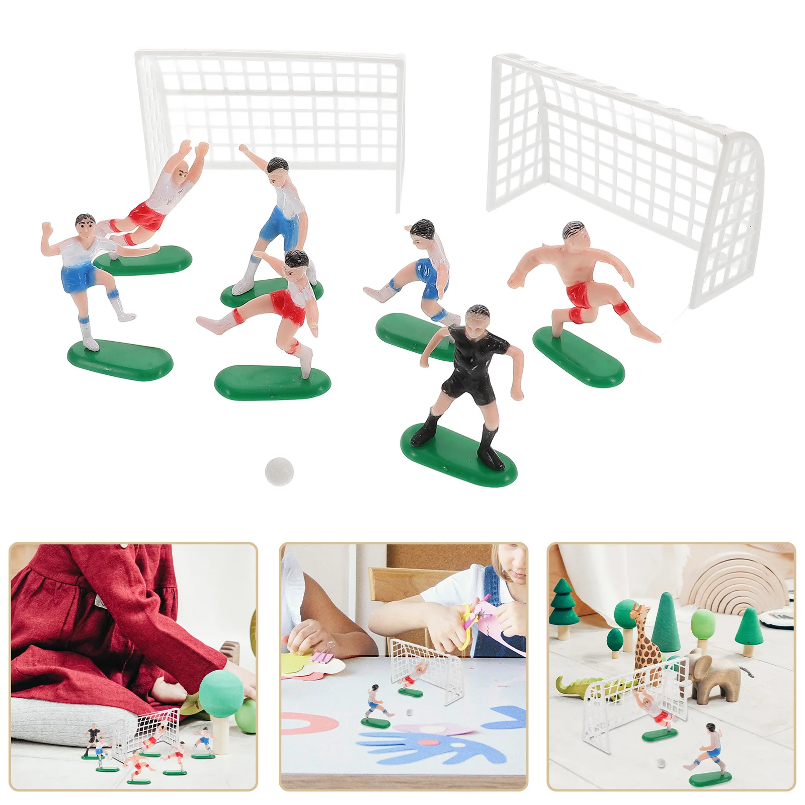 

Набор из 1 шт. футбольных фигурок для торта, миниатюрные фигурки футболистов с воротами, украшения для вечеринок в спортивной тематике, топперы для кексов, декор для стола