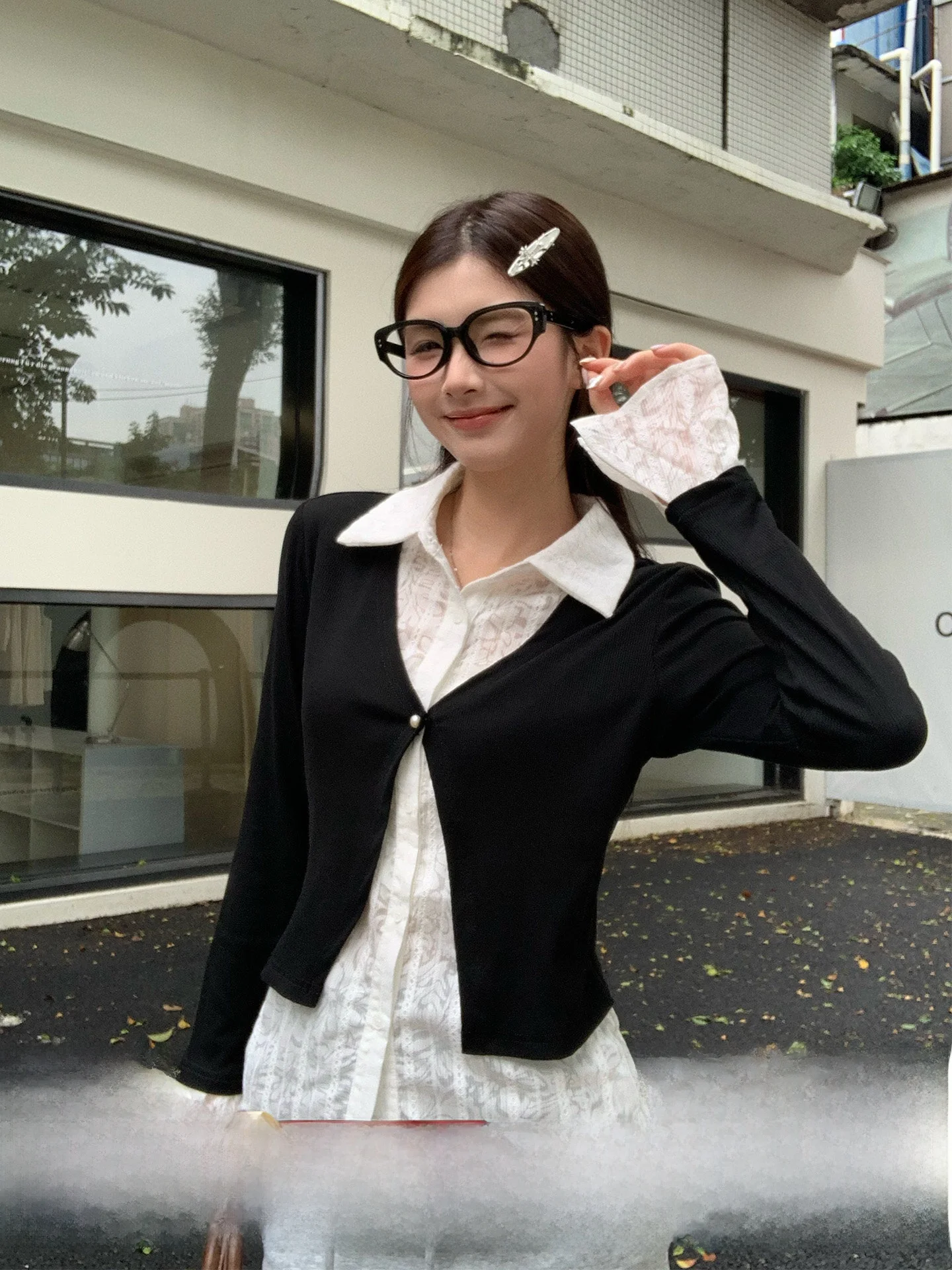 

Chic Korean Sle Long Sve Fake Two-Piece T-irt Ele Top for Women by Su San San Casual Sle Autumn Faion 2025