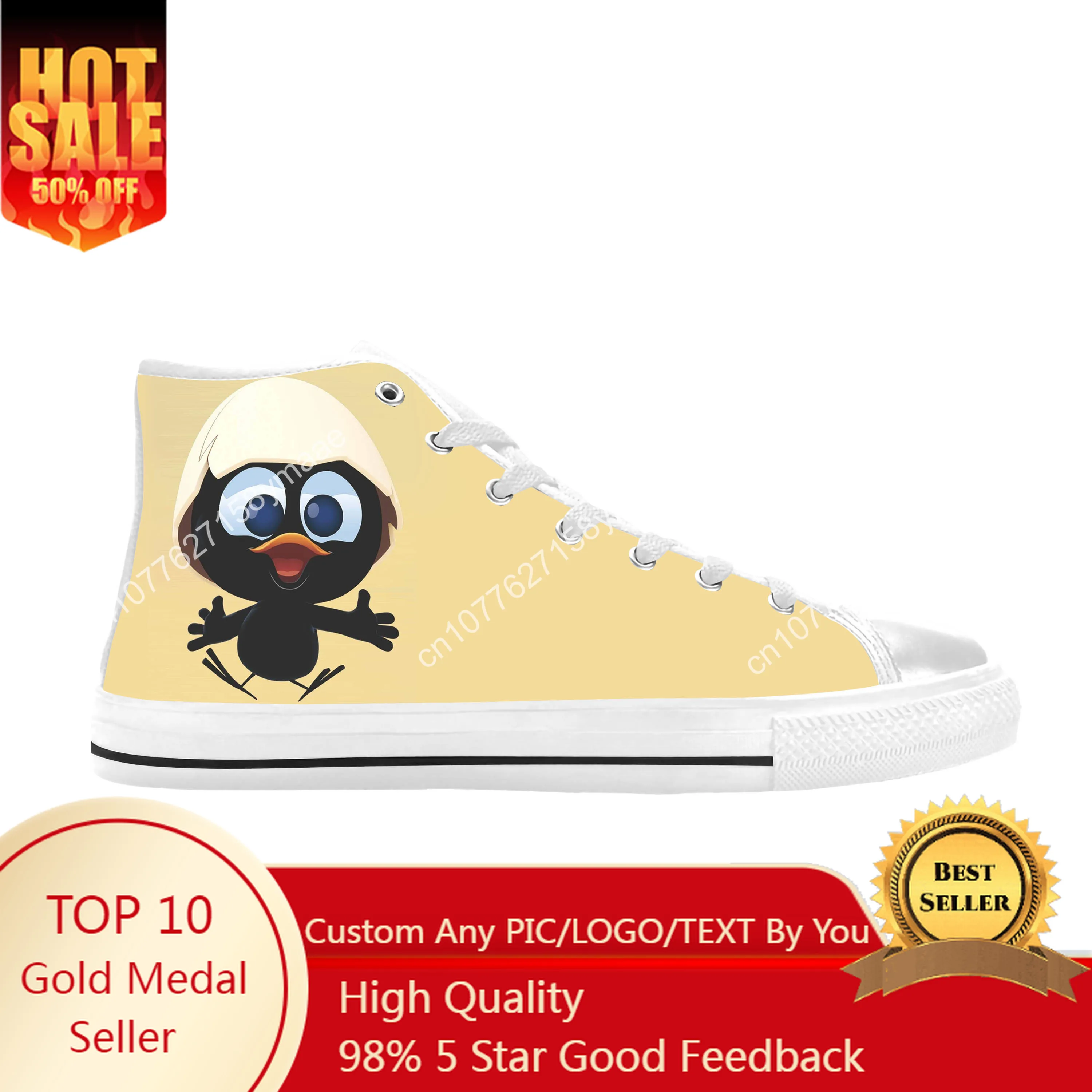 

Calimero Penguin Anime Cartoon Manga Comic Funny Casual Cloth Shoes High Top Comfortable Breathable 3D Print Men Women Sneakers