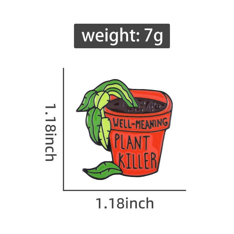 Pin Club | Zielone doniczkowe broszki na zamówienie śmieszne metalowe plakietki z wpinka emaliowana akcesoria do plecaków biżuteria prezent