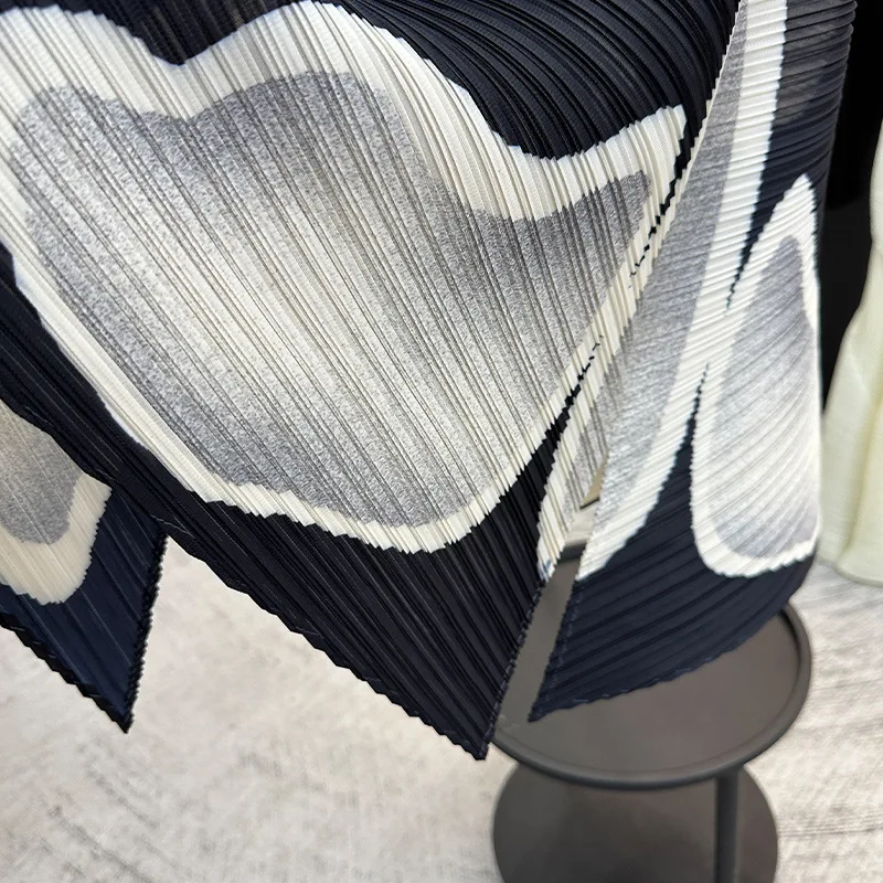 YFPF mode Miyake jupe plissée pour les femmes impression contraste couleur une ligne jupes longues décontracté 2025 nouveaux vêtements