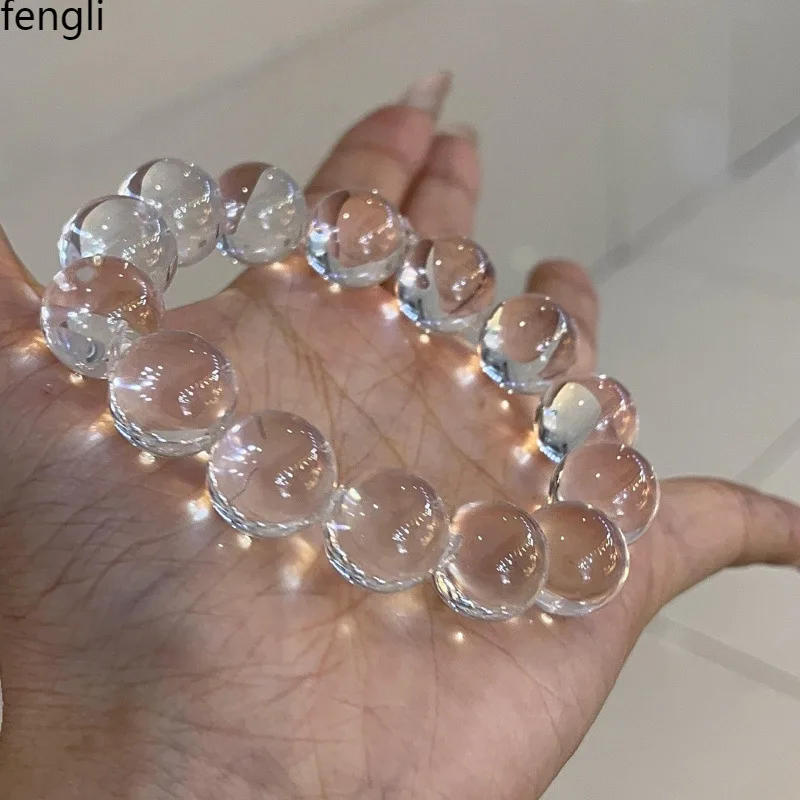 

Pure white crystal beaded bracelet, ice transparent beaded bracelet, send girlfriend and girlfriend to show white.