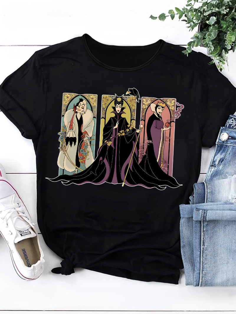 تي شيرت نسائي من سلسلة Disney Evil مع Jafar، Cruella، Ursula، Jafar - زي Dark Fantasy لمحبي Disney
