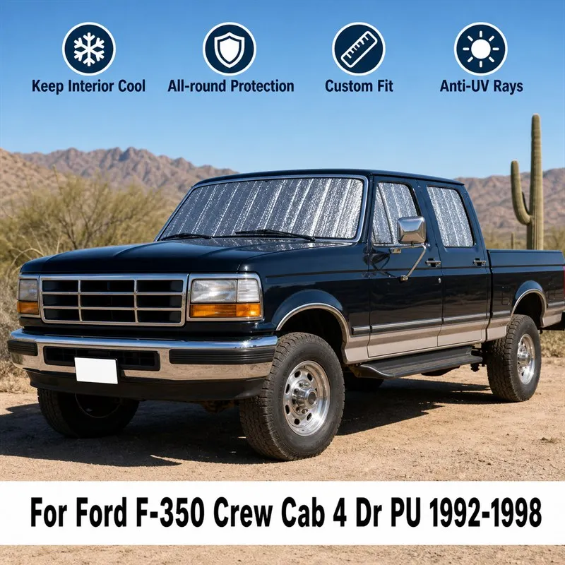 

For Ford F-350 Crew Cab 4 Dr PU 1992-1998 Full Set Car Window Sunshades UV Block Privacy Heat Insulated Foldable Car Curtain