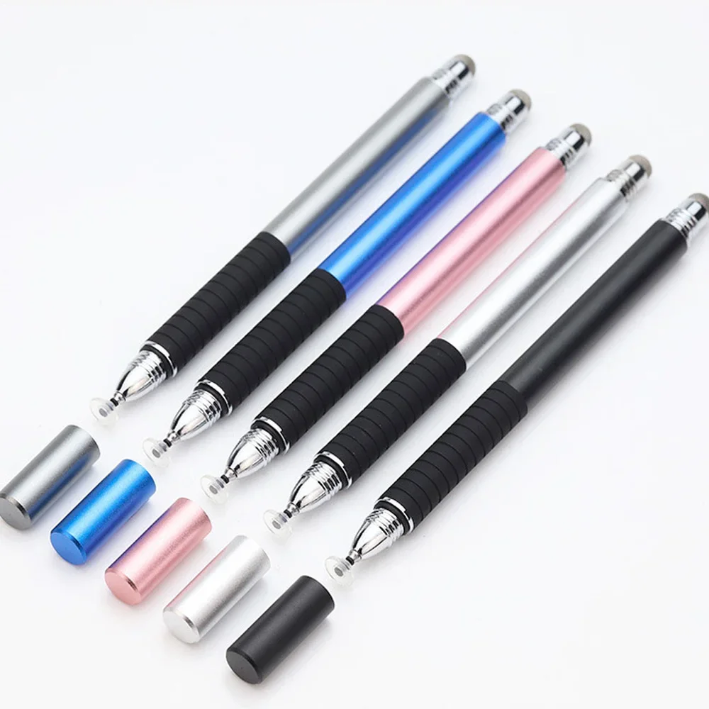 100pcs/Lot Universal 2 In 1 Fiber Stylus Pen Drawing Tablet Capacitive Screen Touch For Ipad Iphone Samsung Mobile Phone