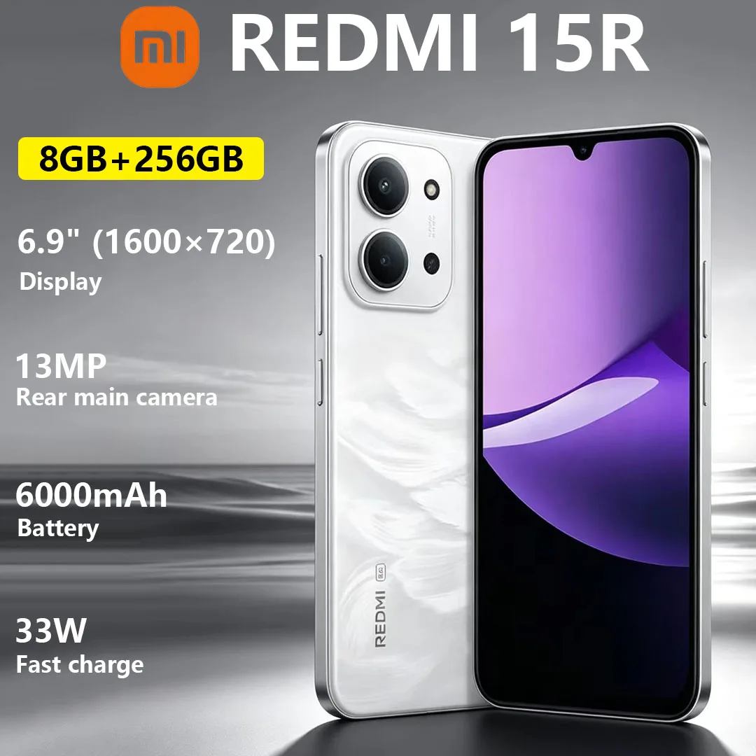New Xiaomi Redmi 15R 13MP Main Camera Smartphone 120Hz High Refresh Screen 6000mAh Battery Dual-SIM Affordable Backup Phone