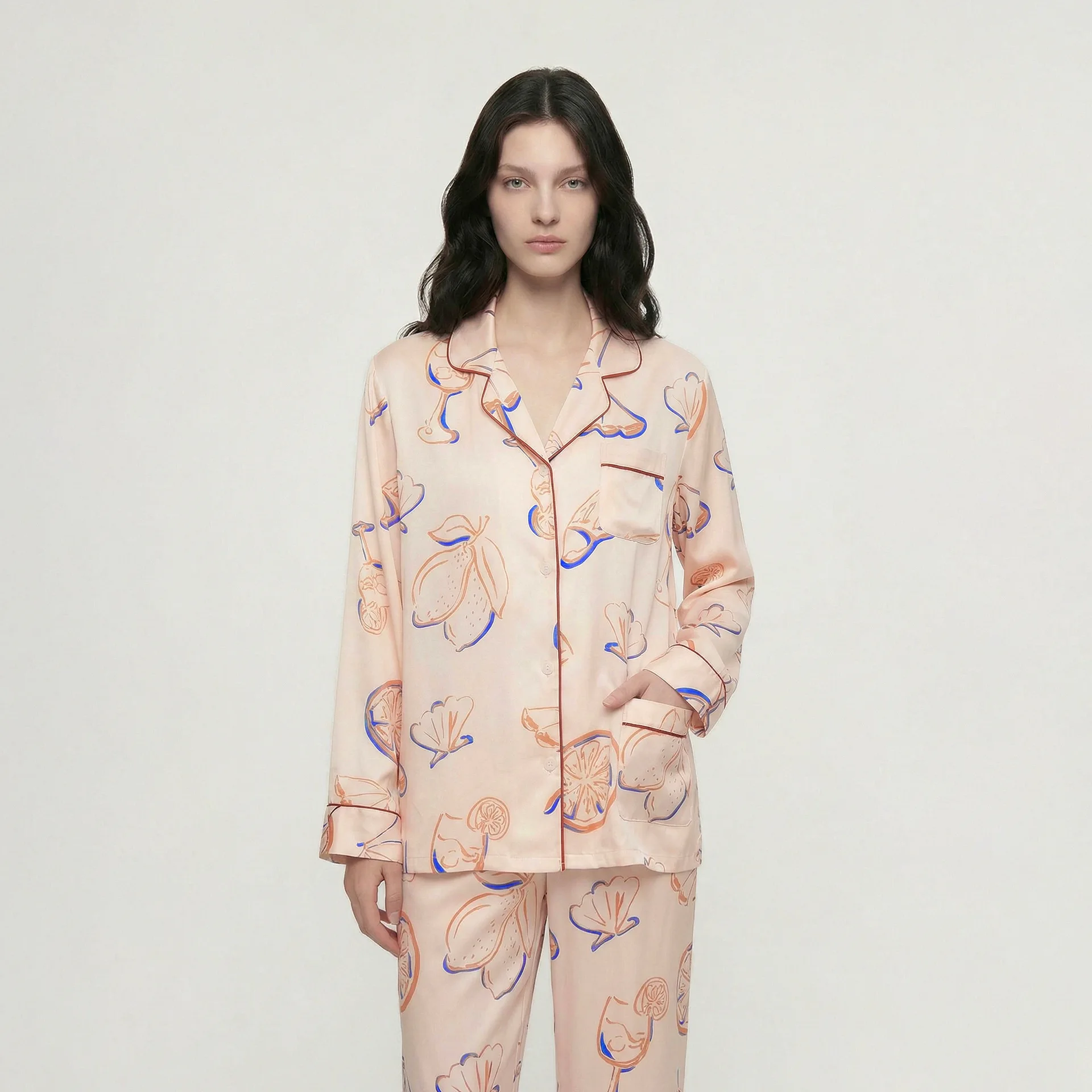 Female Pajamas Homewear 2PCS Set Print Long Sleeve Trouser Suit Pijamas Summer Loungewear Night Wear Pyjama