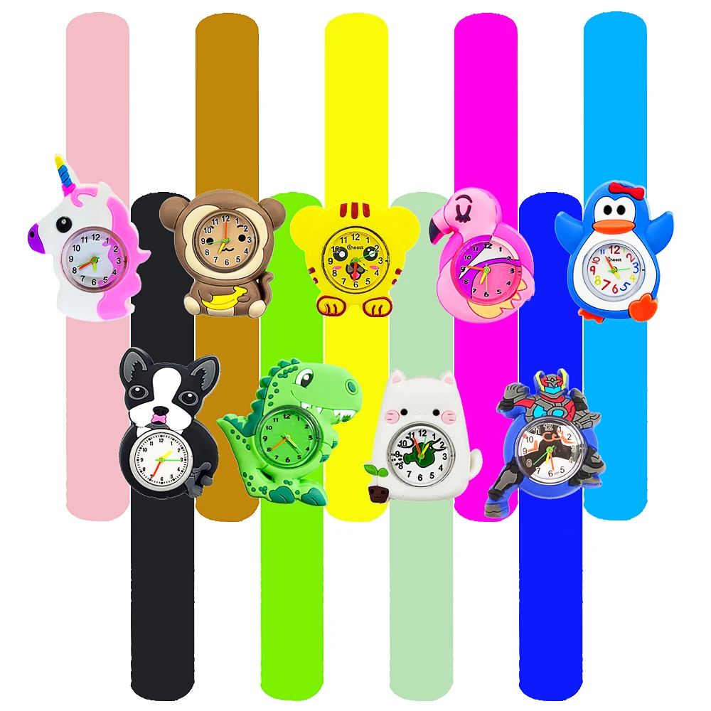 2026 New Silicone Strap Slap Bracelet Children's Watch Cute Cartoon Animal Kids Watches Boys Girls Quartz Watches