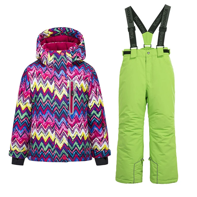 -30℃ Boy girl skiing suit waterproof 5 6 7 8 9 10 11 12 13 14 15 year old children's snow clothing Warm snowboarding Coat pant