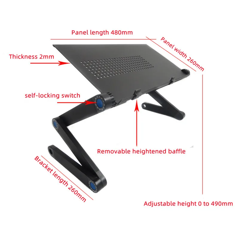 Adjustable Laptop Desk Stand Portable Aluminum Ergonomic Lapdesk For TV Bed Sofa PC Notebook Table Desk Stand With Mouse Pad