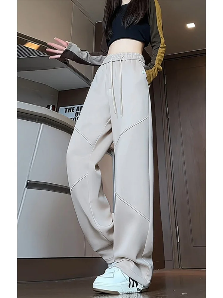 

Мужские брюки в стиле американского хип-хопа: свободные, прямые, с высокой талией, широкие штанины, повседневные, модные, весна-осень