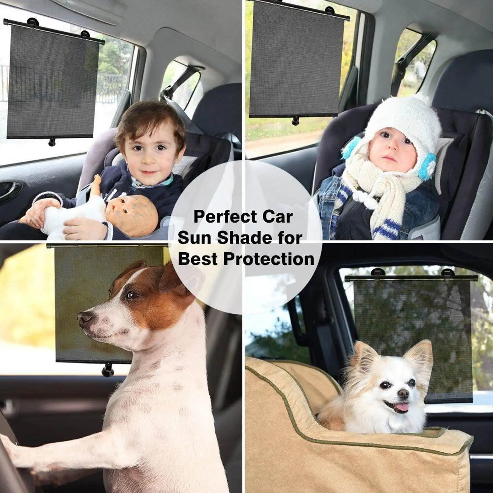 

Sunshade For Car Window 2-Pieces Retractable Interior Sun Blocker Roller Screen Side Window Shade Screen For Truck SUV Men Women