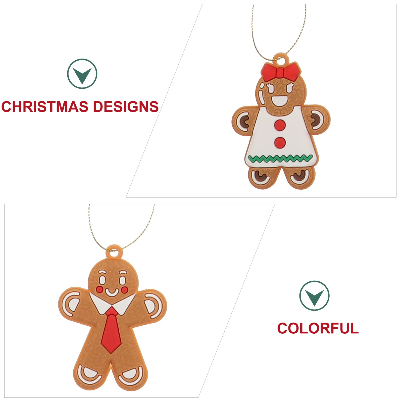 

12Pcs Gingerbread Man Pendant Christmas Tree Hanging Ornaments Stylish Holiday Home Decor Xmas Party Decoration