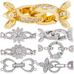Juya 18K Gold Silver Plated Creative Flower Bead Cap Locks Fastener Clasps Accessories For DIY Women Beads Pearls Jewelry Making