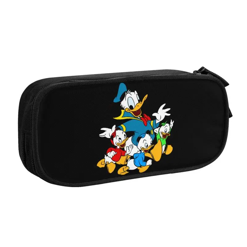 Custom Kawaii Donald Duck Anime Pencil Cases for Boy Girl Large Storage Mickey Mouse Pencil Bag Stationery