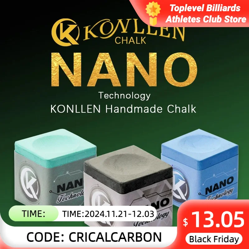 KONLLEN Billiards Chalks Grip Power Adhesion Solidity Pool Cue Chalk Snooker Chalk Black Chalk Nano Technology Material Chalk