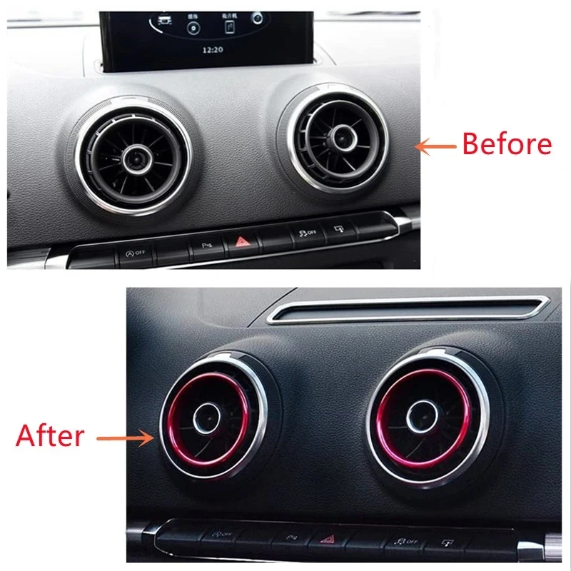 아우디 A1 S1 8X 2010-2018 스포츠 S-Tronic Sportback Ego 자동차 공기 배출구 장식 링 Sline Quattro AC 벤트 트림 커버