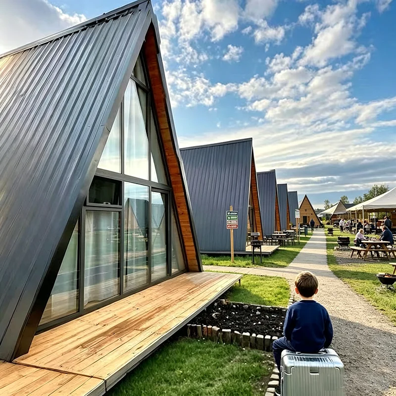 Garden A-Frame Cabin Prefab Triangle Wooden Tiny House Backyard Studio & Glamping Guest Cabin