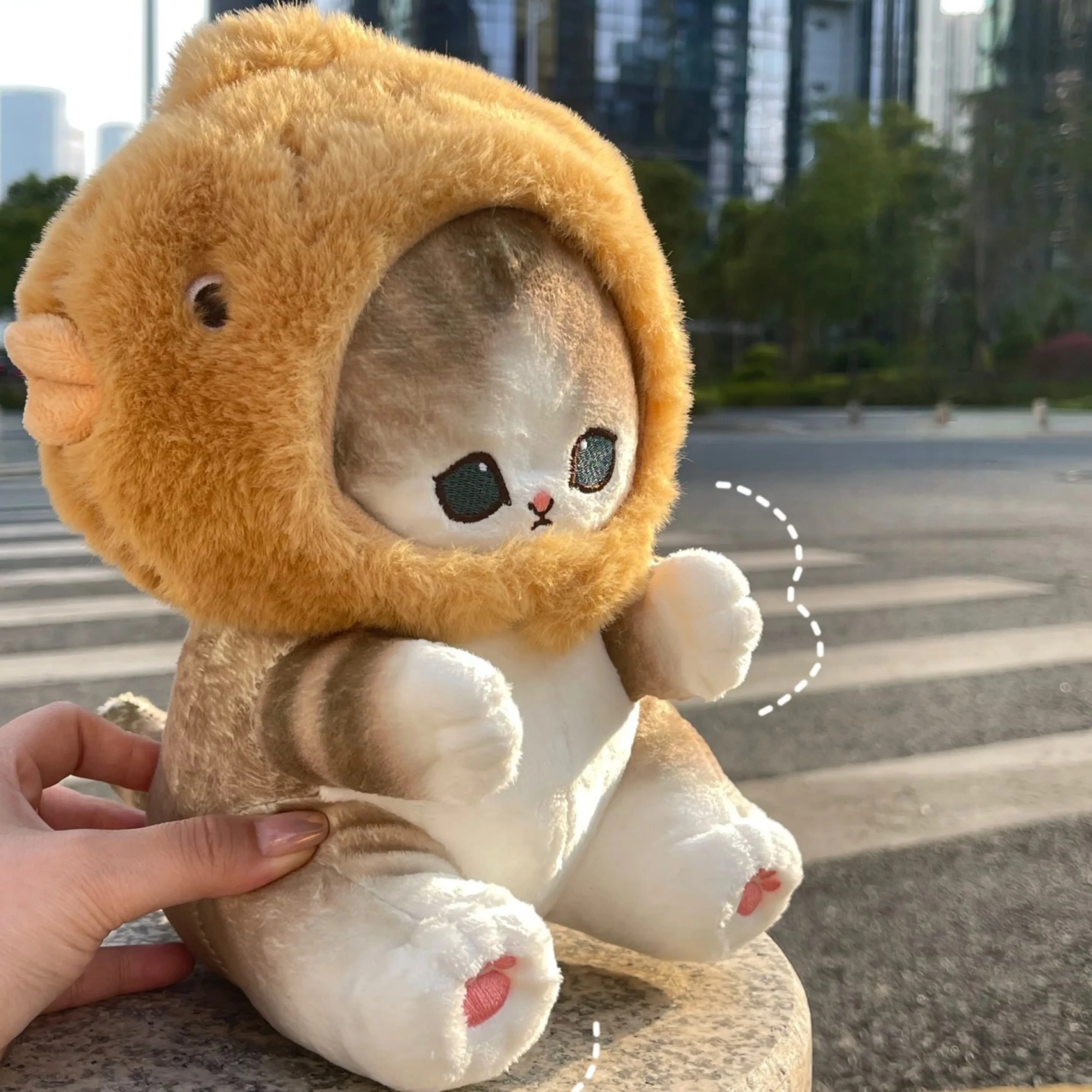 Genuine Mofusand Shark Cat 20cm Soft Kawai Stuffed Plush Doll Cute Food Cat Series Detachable Head Cover Plushie Kids Toys Gift