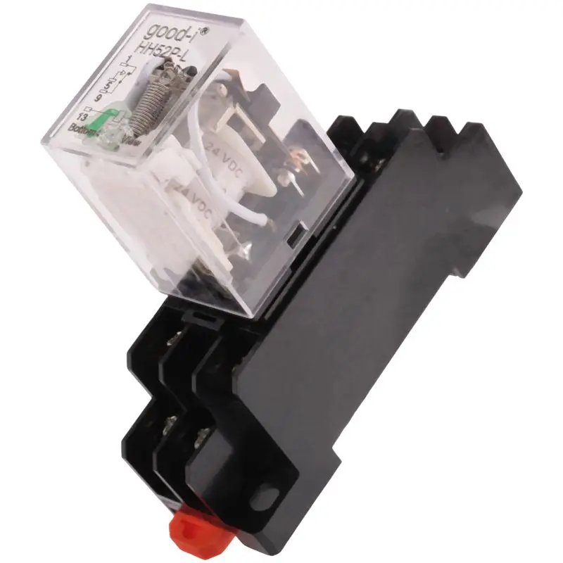3X HH52P DC 24V Coil DPDT 8 Pins Electromagnetic Power Relay With DYF08A Base, Black+ Clear Blue