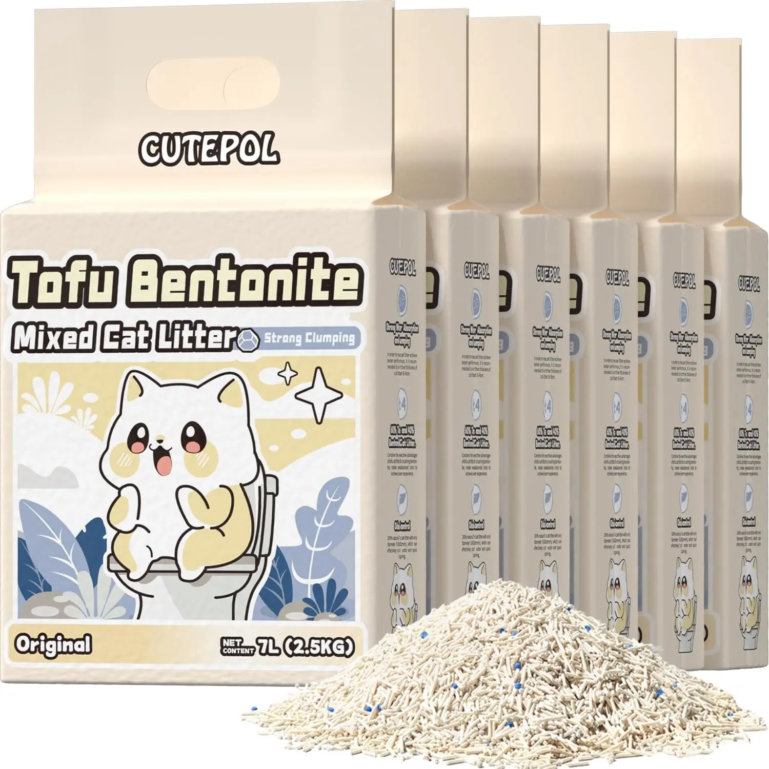 

4-in-1 Clumping Cat Litter 33lb, Odor Control, Dust-Free, Flushable, Milk Scent for Multi-Cat Homes