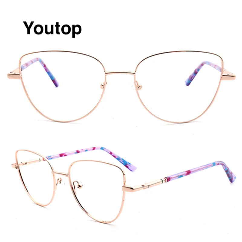 

Trendy Cat Eye Metal Glasses Frame Women Luxury Myopia Prescription Eyeglasses Pink Optical Spectacles Silver Casual Eyewear