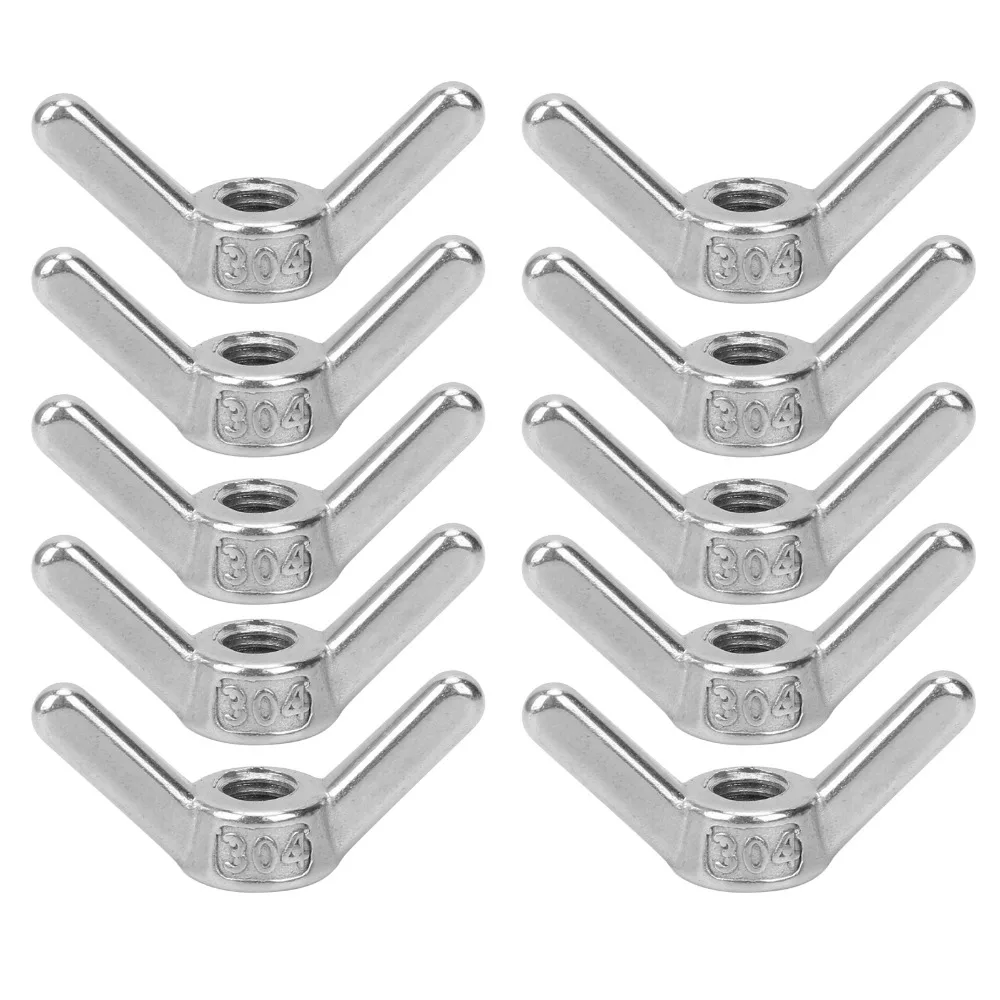 10pcs Versatile Hardware Fittings Wing Nuts Durable Premium Metric Thread Nuts Thumb Nut Hardware For Install