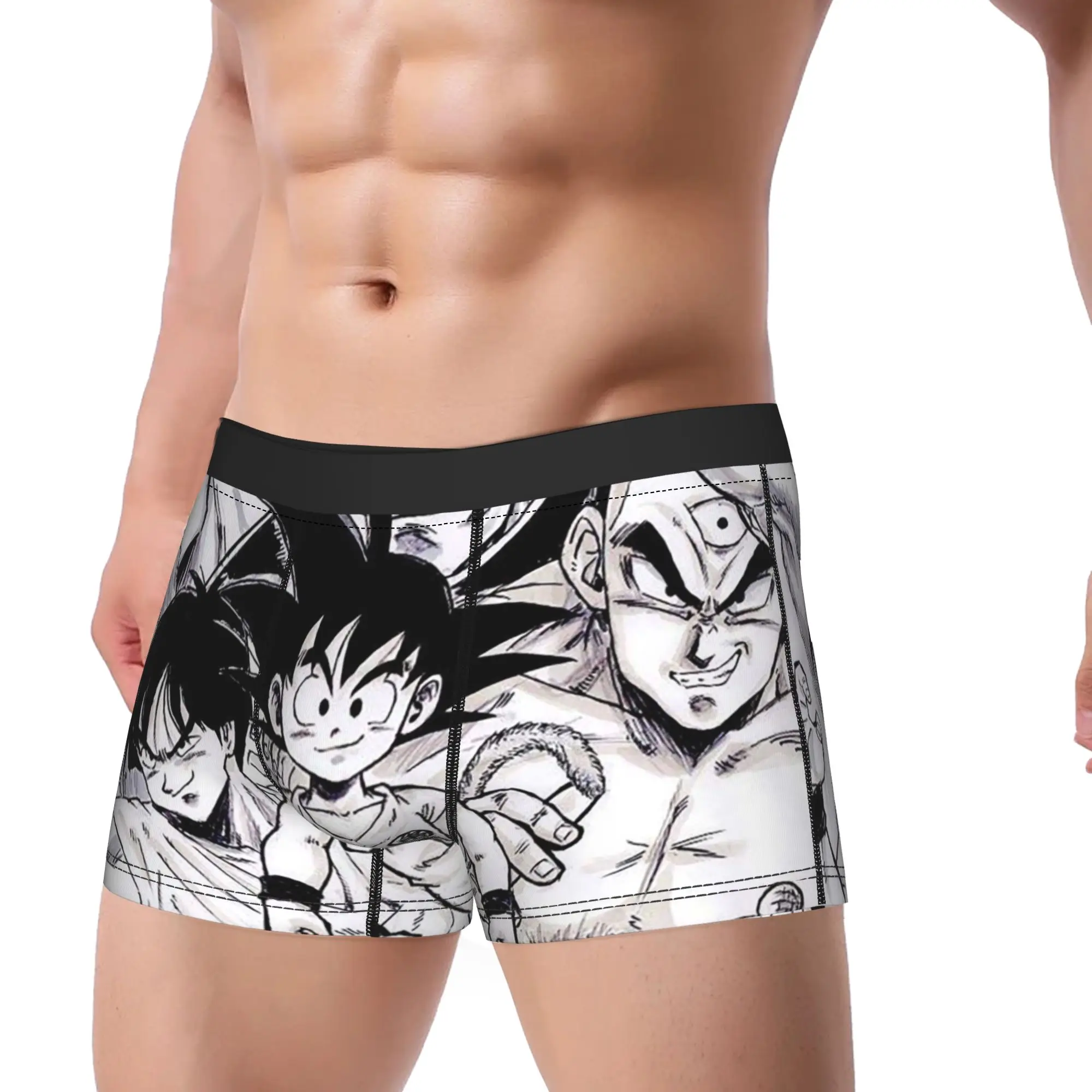 

Мужское нижнее белье Goku Mange, японские трусы-боксеры с изображением дракона, аниме, сексуальные дышащие трусы для мужчин, большие размеры