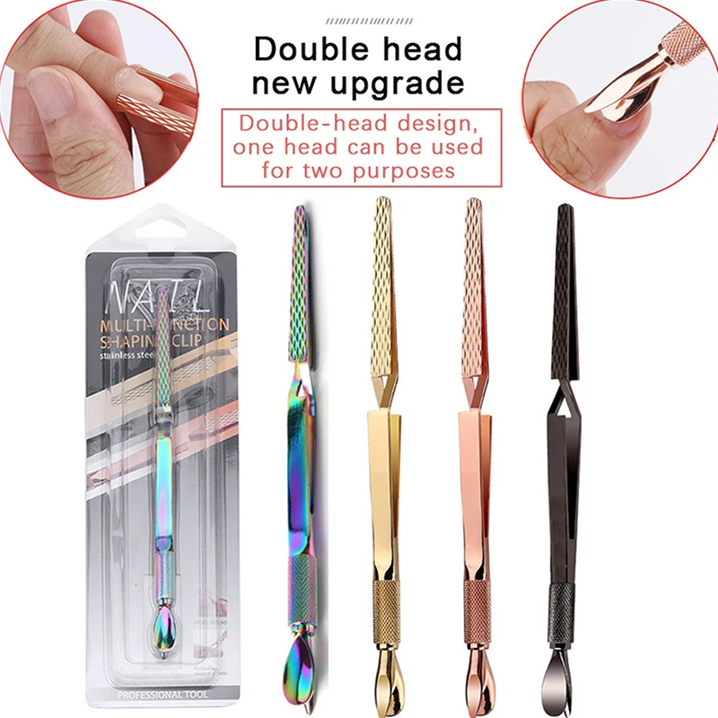 1*Double Headed Stainless Steel Nail Art Shaping Tweezers X-shaped Nail Clip Manicure Tools UV Polish Extend Nail Tips Nail Tool