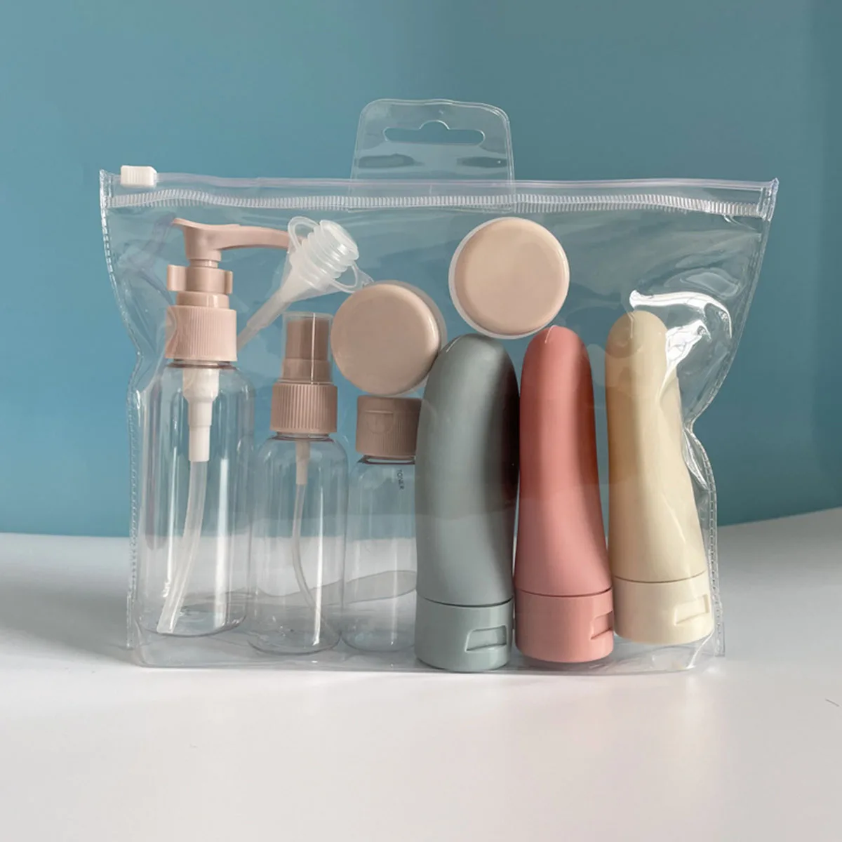 11pcs Travel Bottles Set With Storage Bag Travel Size Empty Liquid Cream Lotion Containers Fine Mist Spray Bottle Squeeze Tubes