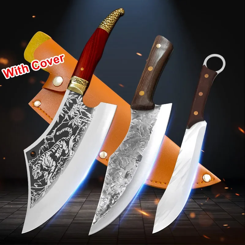 Butcher Boning Knife Wood Handle Hand Forged Blade Kitchen Knives Stainless Steel Chef Knives Meat Cleaver Chopping Vegetables