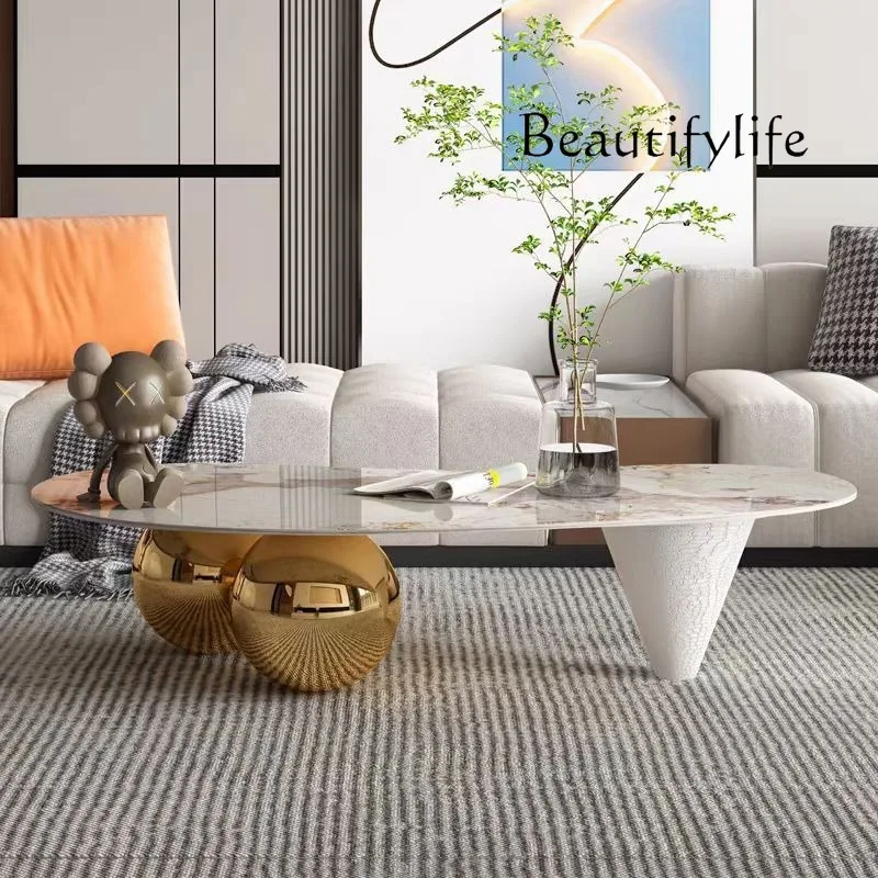 

Rock slab coffee table table living room household eggplant special-shaped Pandora curved coffee table