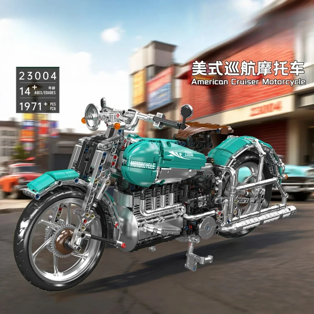 MOULD KING 1971 Piezas, Kit de Bloques de Construcción de Motocicleta Cruiser Americana, Ladrillos Educativos para Armar, Juguete para Niños, Regalo de Cumpleaños 23004