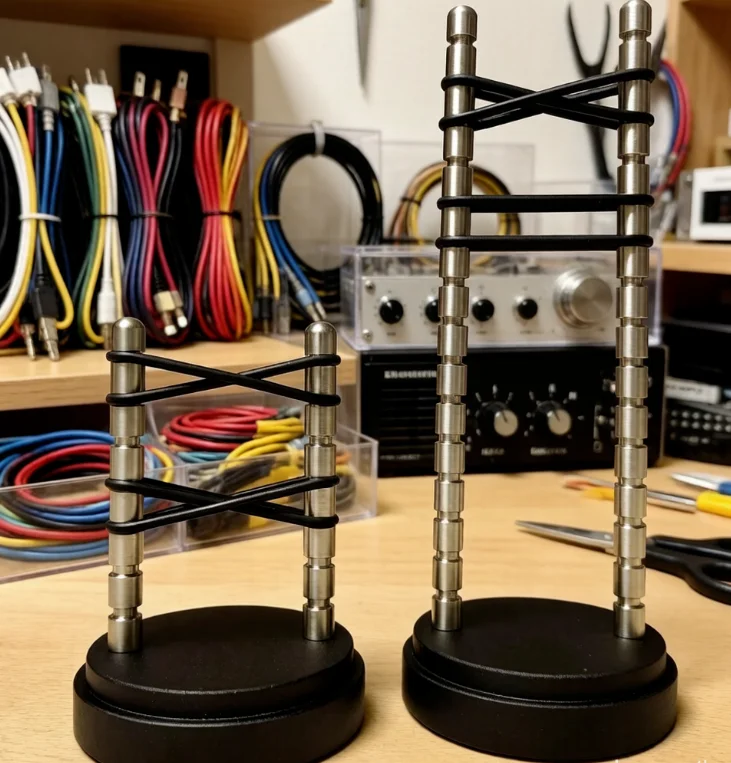 

For Power Speaker Signal Balanced Cables Organizing Stand，Adjustable Hi-Fi Audio Cable Management Rack Shock-Absorbing Design
