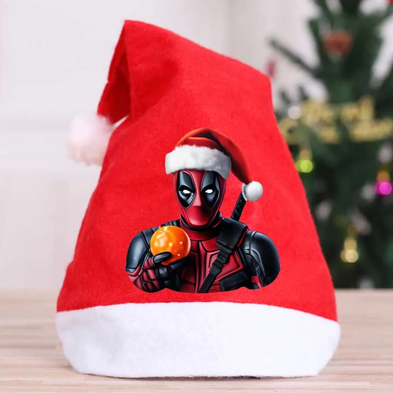 Deadpool Wolverine 2024 Christmas Hat Gift Bag Movie Cartoon Ornament Holiday Party Hat Adult Kids Home Xmas Decoration Cap Gift