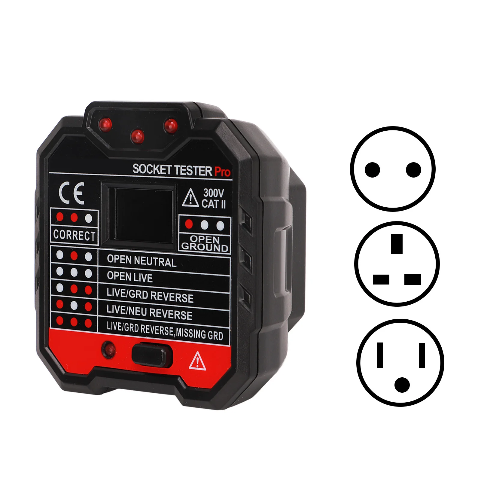 Electrical Socket Tester Outlet Electrical Receptacle Detector Phase Supply Polarity Voltage Checker for Home 48~250V