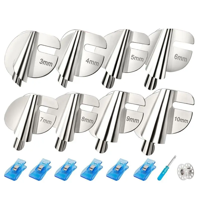 

AF89-Upgraded Universal Sewing Rolled Hemmer Foot Set 8 Sizes Rolled Hem Presser Foot (3-10Mm) Wide Rolled Hem Foot