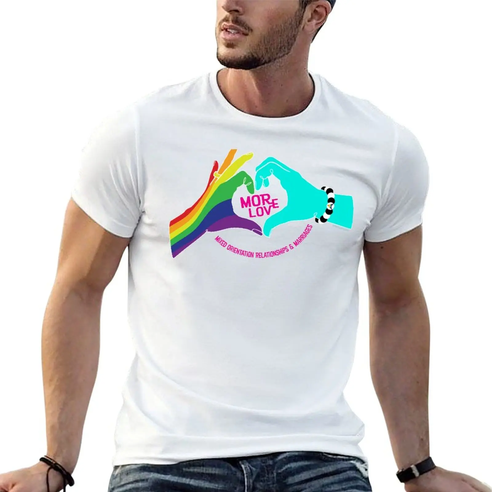 funny shirts and man graphic mens t St8 MOR Cyan t LOVE shirts Rainbow T-Shirt
