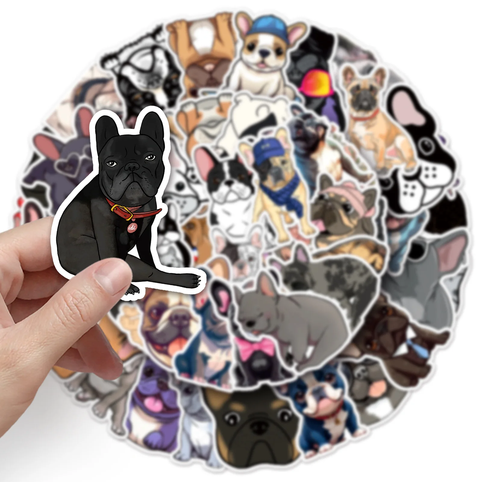 10/50 قطعة لطيف الكرتون الفرنسية البلدغ الحيوانات الكلب ملصق DIY بها بنفسك الهاتف المحمول الأمتعة سكيت الكتابة على الجدران الشارات متعة للهدايا #2